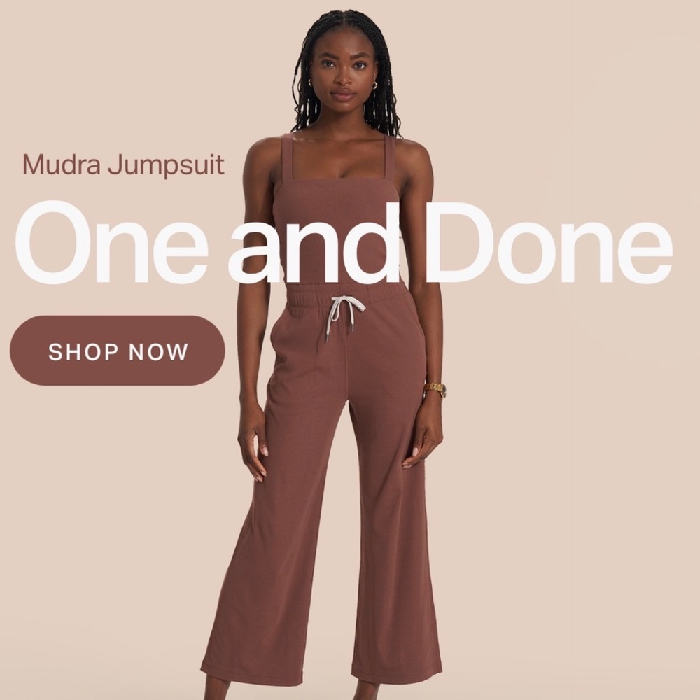 NWOT Vuori women’s Mudra jumpsuit chestnut sz medium